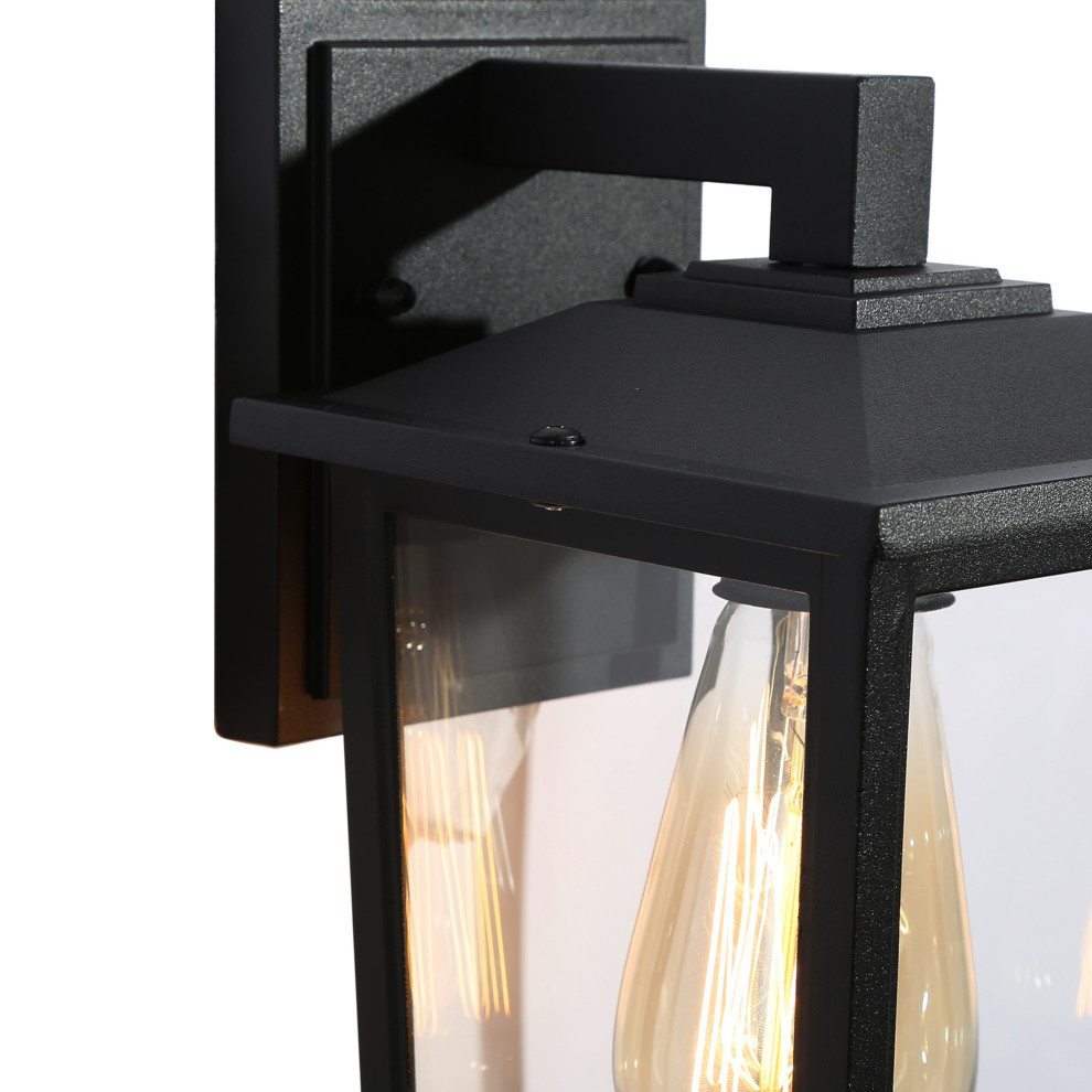 LNC Modern Black Lantern Outdoor Wall Light  Set of 2   Transitional   Outdoor Wall Lights And Sconces   by LNC  Houzz