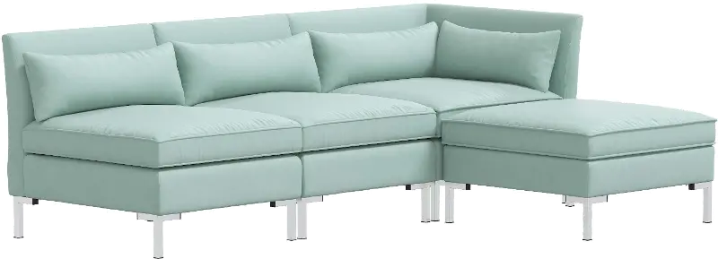 Jackson Velvet Caribbean Blue 4 Piece Sectional - Skyline Furniture