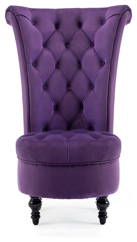 Royal High Back Velvet Tufted Ottoman Chair   Traditional   Armchairs And Accent Chairs   by OneBigOutlet  Houzz