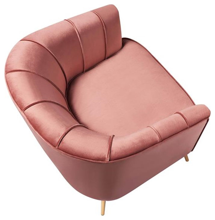 Bowery Hill Mid Century Velvet Accent Chair in Vintage Pink Rose/Gold   Midcentury   Armchairs And Accent Chairs   by Homesquare  Houzz