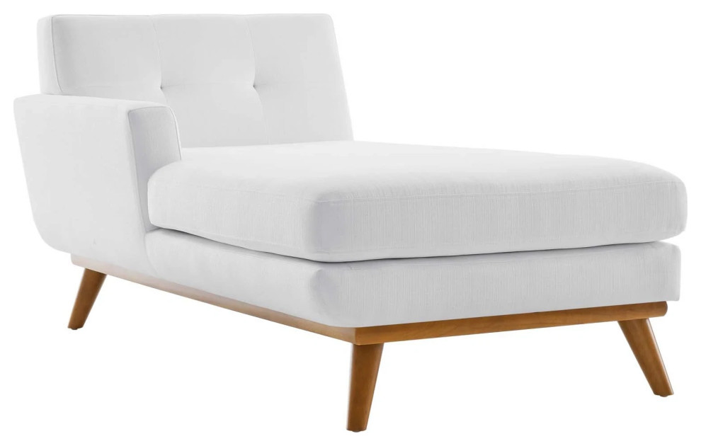 Gianni White Left Facing Upholstered Fabric Chaise   Midcentury   Indoor Chaise Lounge Chairs   by Peachtree Fine Furniture  Houzz