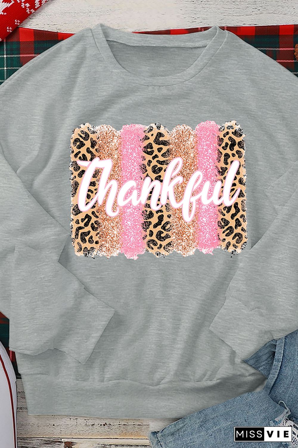 Thankful Print O-neck Long Sleeve Sweatshirts Women Wholesale