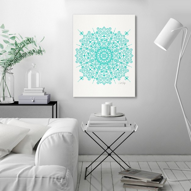 Americanflat Minimalist Moroccan Mandala Turquoise By Cat Coquillette Wrapped Canvas