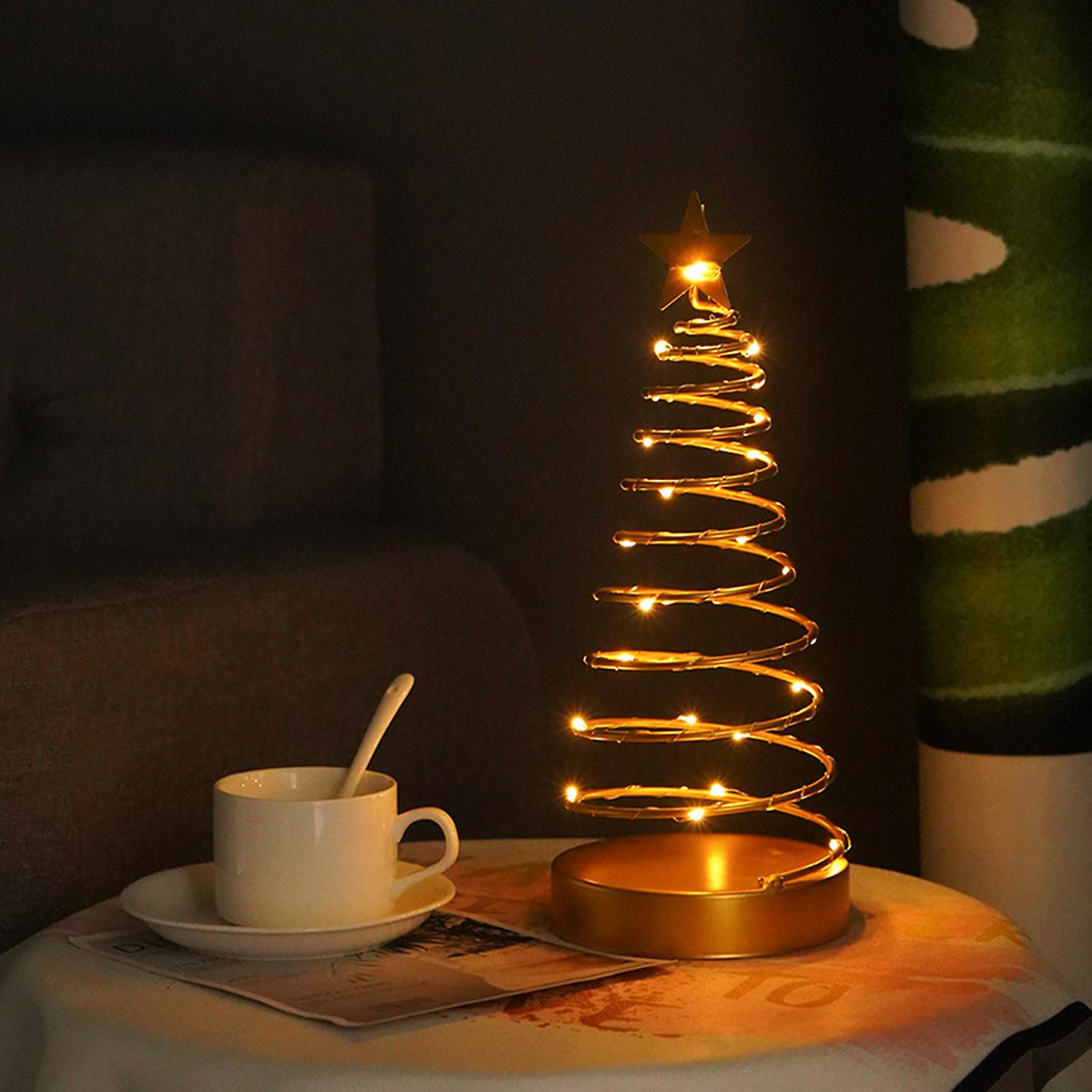 Iron Spiral Star Lamp Christmas Room Decoration Warm Night Light Small Lightweight Desktop Decoration No.264421