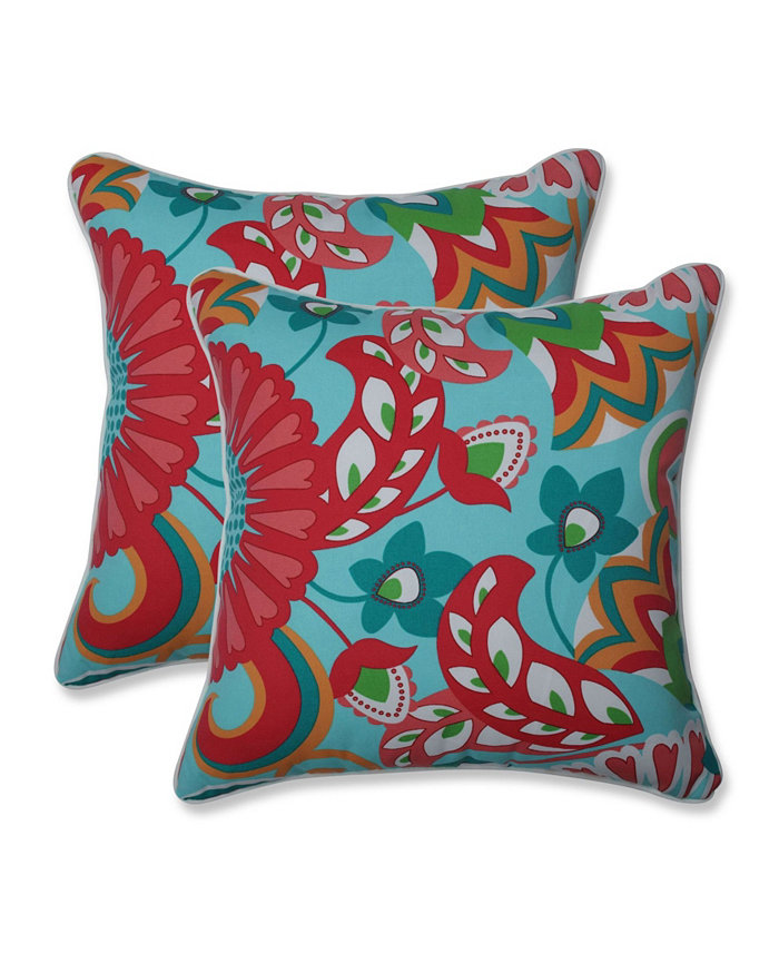 Pillow Perfect Sophia Floral 18 x 18 Outdoor Decorative Pillow 2-Pack