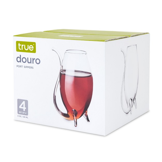 True Douro Port Sippers Glass With Straw Sipper Feature Stemless Wine Glass Set Of 4 3 Oz Capacity Clear