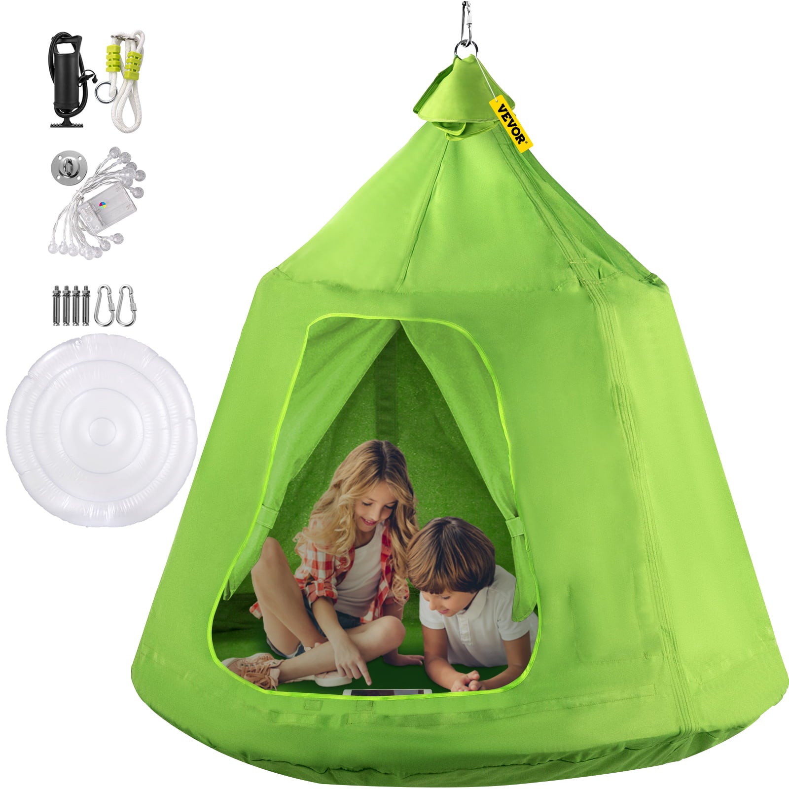 VEVORbrand 43" Hanging Tree Tent for Kids & Adult, Max.440lbs Capacity  Indoor Outdoor Swing Tree Tent Hammock Green