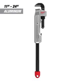 MW 10 in. Aluminum Pipe Wrench with Power Length Handle with Al. Cheater Wrench (2-Piece) 48-22-7213-48-22-7318