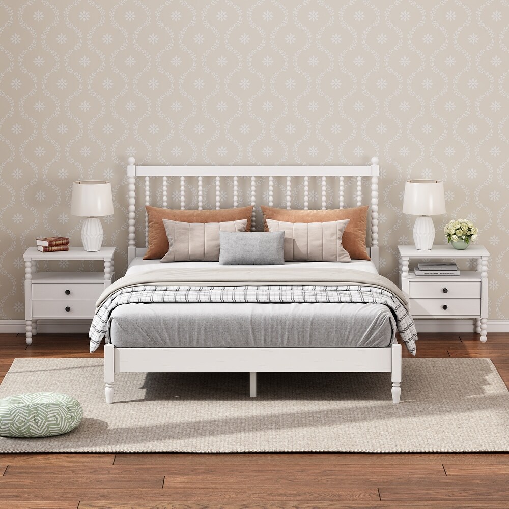 3 Pieces Bedroom Sets King Size Bed with 2 Nightstands