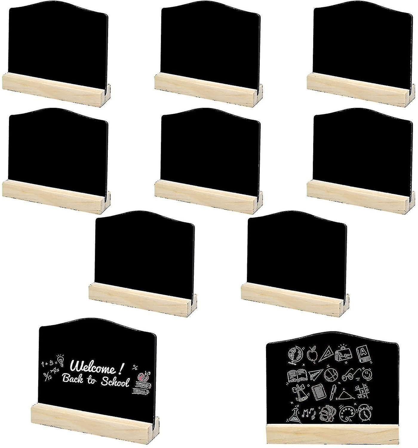 10 Pcs Mini Chalkboards， Small Blackboard With Wood Stand， Double Sided Tabletop