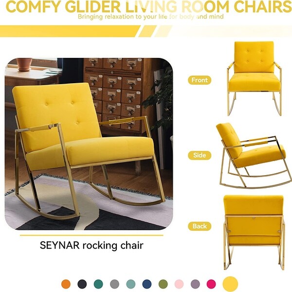 Modern Velvet Rocking Chair with Golden Frame