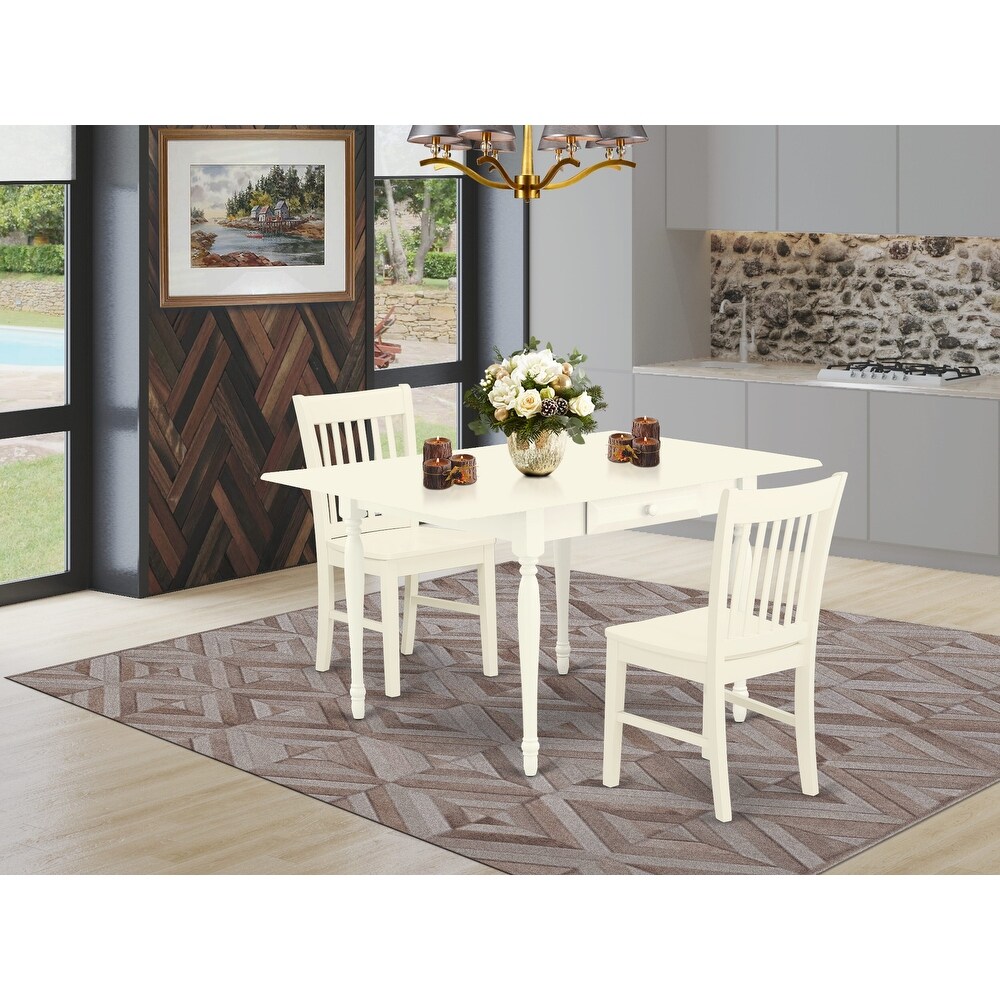 East West Furniture Kitchen Table Set  a Rectangle Dining Room Table and Solid Wood Seat Chairs  Linen White (Pieces Option)