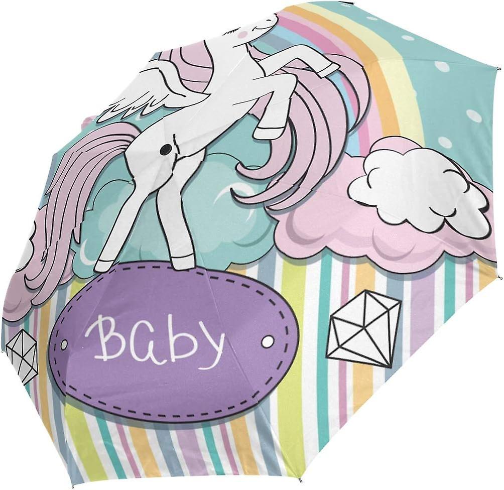 Travel Umbrella Automatic Windproof Foldable Umbrella Baby Shower Unicorn