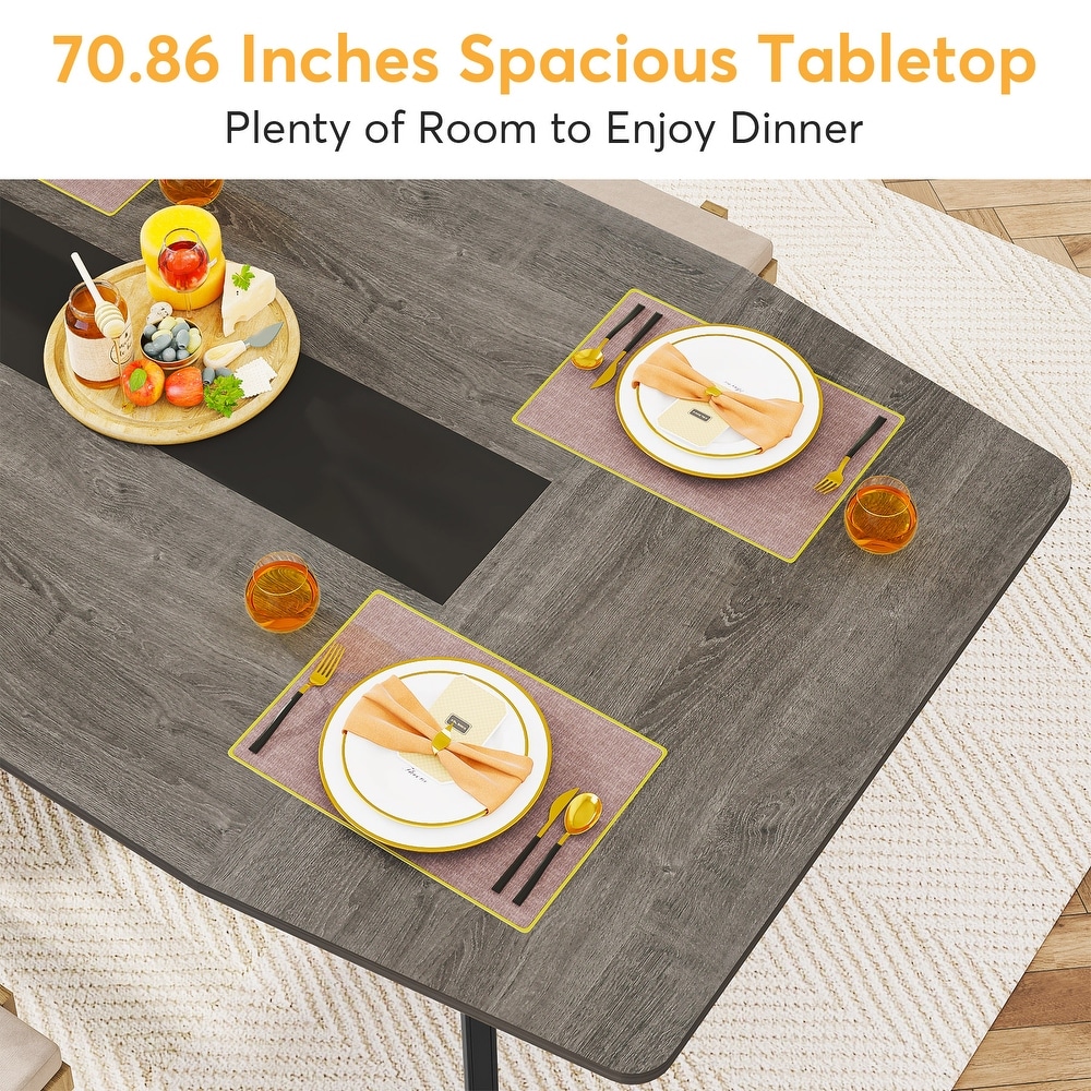 70.86 Inches Industrial Dining Table for 6 8 People