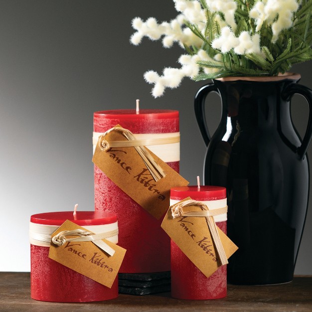 Cranberry Timber Pillar Candles Kit Set Of 3