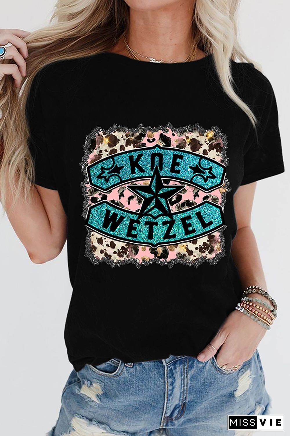 Koe Wetzel Print Graphic Tees for Women Wholesale Short Sleeve T shirts Top