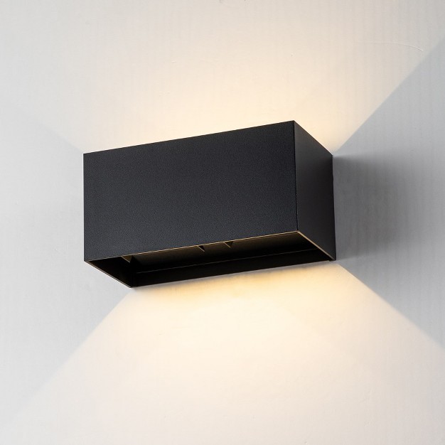 C Cattleya 4 light Matte Black Aluminum Rectangular Led Outdoor Wall Sconce With Adjustable Light Beam