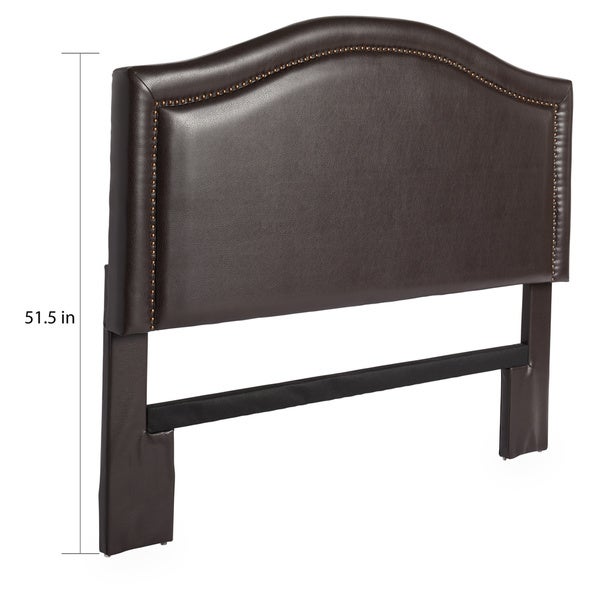 Abbyson Raleigh Nail Head Trim Dark Brown Leather Headboard - - 9834029