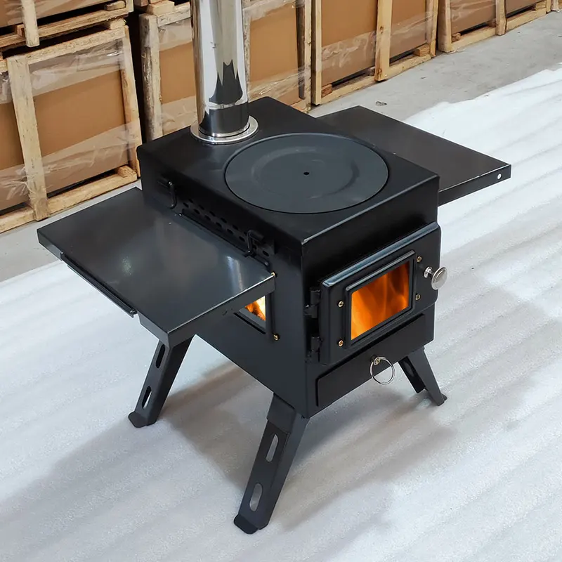 Soon to be sold out!!💝Outdoor Portable Tent Camping Wood Burning Stove Wood Cook Stoves Heating Burner Stove with Pipe For Tent Cooking