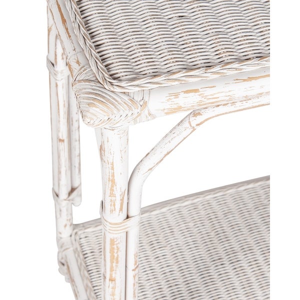 White Washed Rattan Console Table - 47