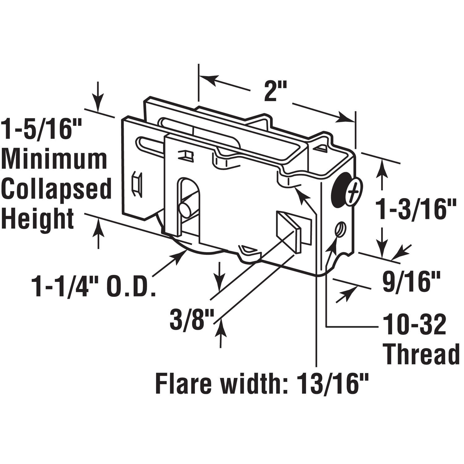 Prime-Line 1-1/4 in. D X 2 in. L Steel Roller Assembly 1 pk