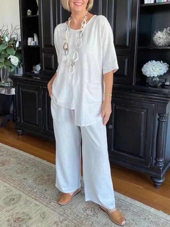 Two Piece Casual Short Sleeve Trousers