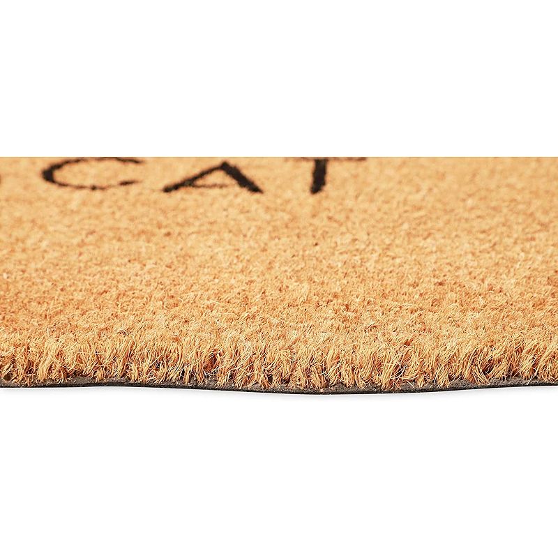 Beware of The Cat Welcome Mat for Front Door， Natural Coir Doormat (30 x 17 in)