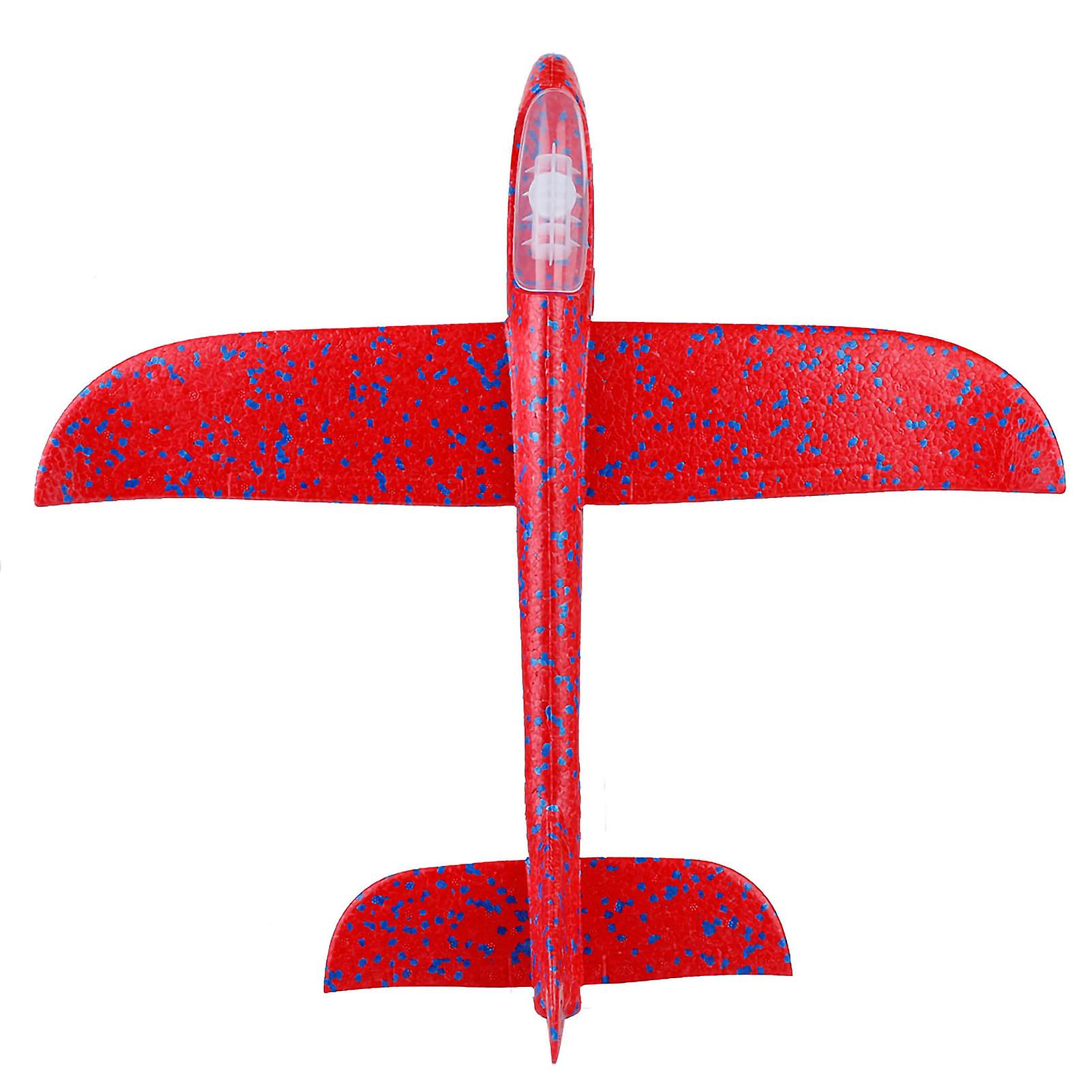 Flying Mini Throwing Glider Shiny Night Aircraft Toy Hand Launch Airplane Model(red)