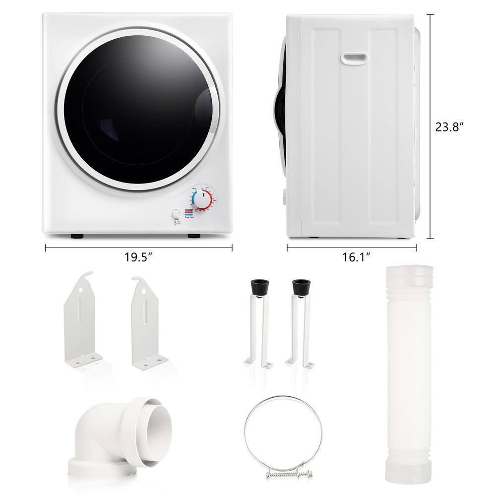 1.5 cu.ft. vented Front Load Compact Portable Electric Laundry Dryer in White W-KFC-34