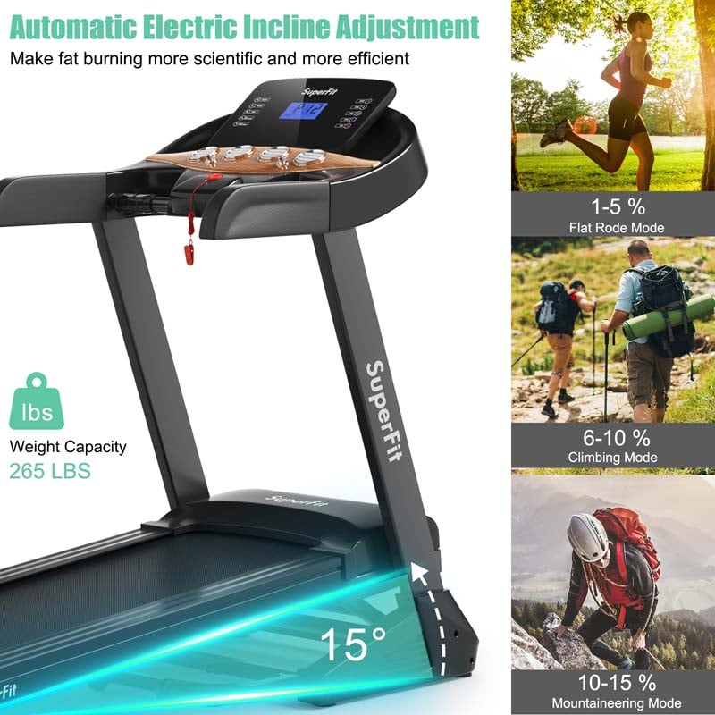 3.75 HP Folding Treadmill with Auto Incline & App Control, Electric Running Jogging Machine for Home Gym