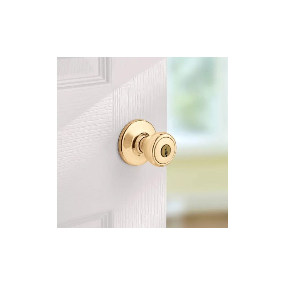 Polished Brass Security Keyed Entry Exterior Tylo Lockset Knob ;