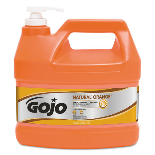 Gojo NATURAL ORANGE Smooth Hand Cleaner | 1 gal， Pump Dispenser， Citrus Scent， 4