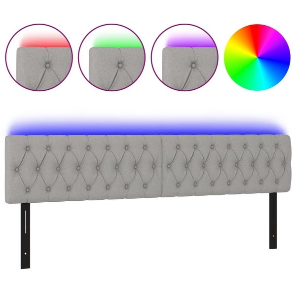 vidaXL LED Headboard Dark/Light Gray Fabric - - 37421103