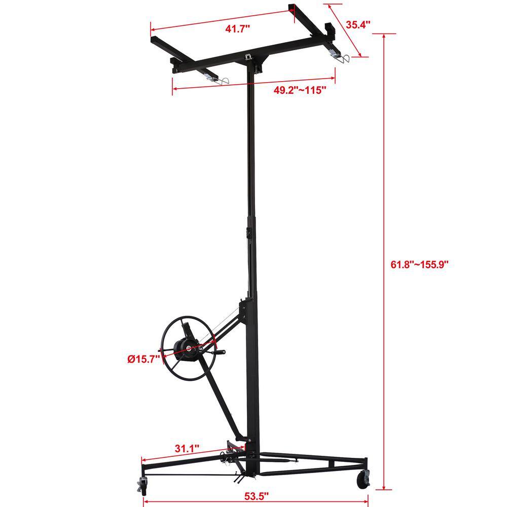 Amucolo 13 ft. Black Drywall Lift Panel Lift Drywall Panel Hoist Jack Lifter GH-CYW4-217