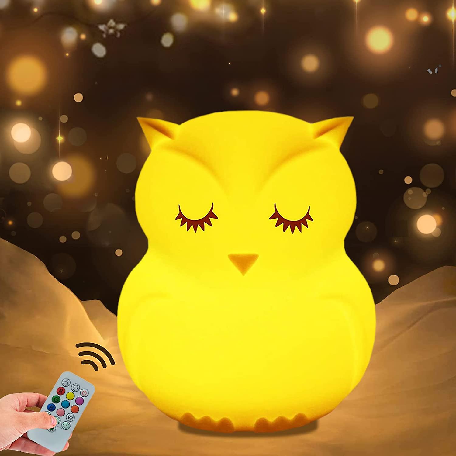 Large Owl Night Light Baby Night Light Led Night Lights Multicolor Light With Remote Control Eye Care Adjustable Brightness And Colo