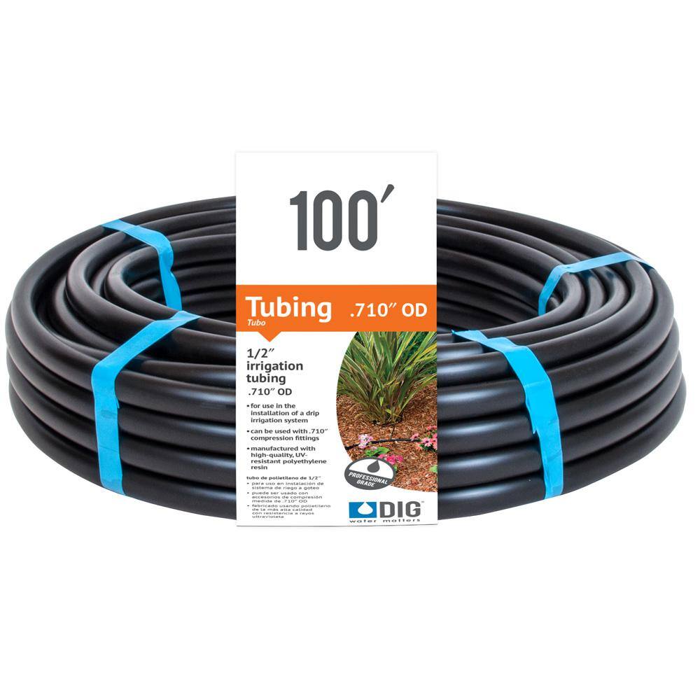 DIG 12 in. (0.710 O.D.) x 100 ft. Poly Drip Irrigation Tubing TS100