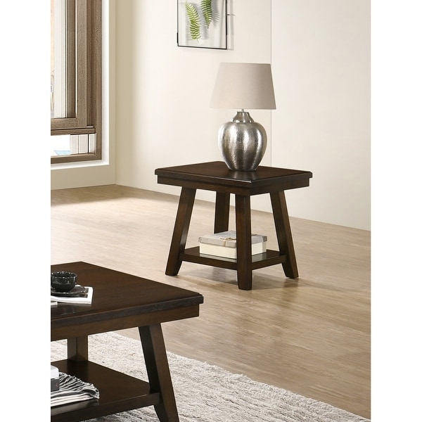 Rectangular End Table with Storage Shelf