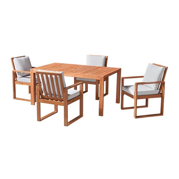 Weston Table with 4 Chairs and 10ft Rectangular Umbrella - 6 Piece Set - N/A - Overstock - 37252540