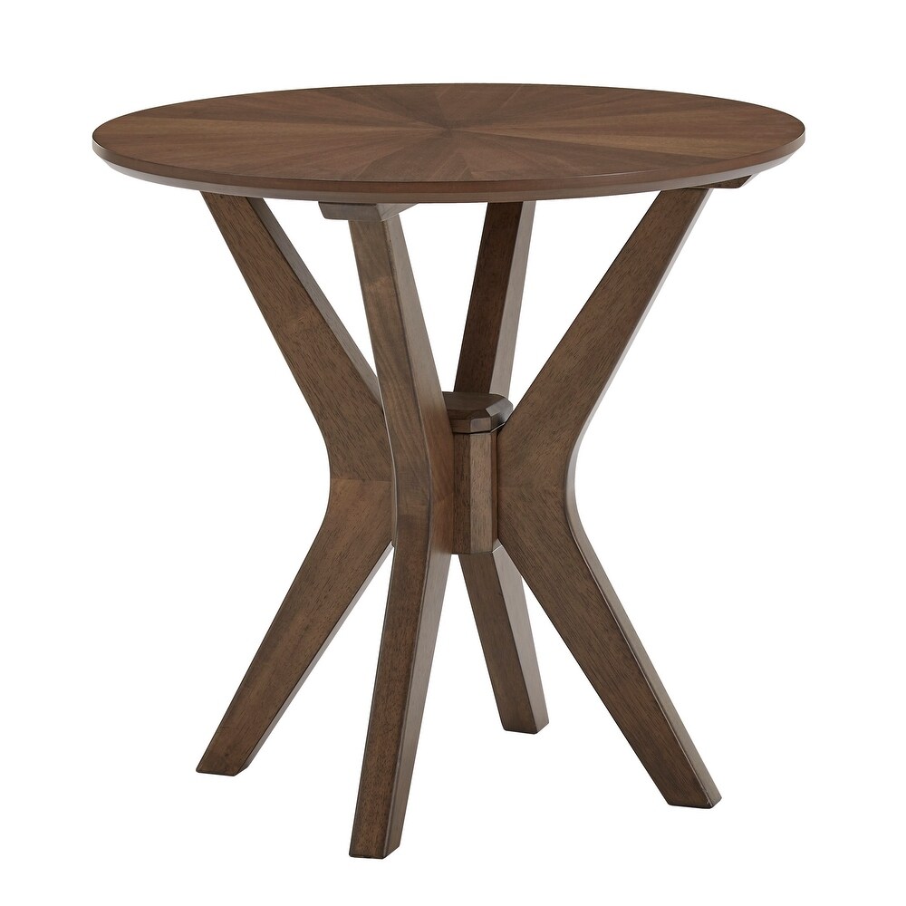 Rondo Mid Century Walnut Finish Round End Table by iNSPIRE Q Modern