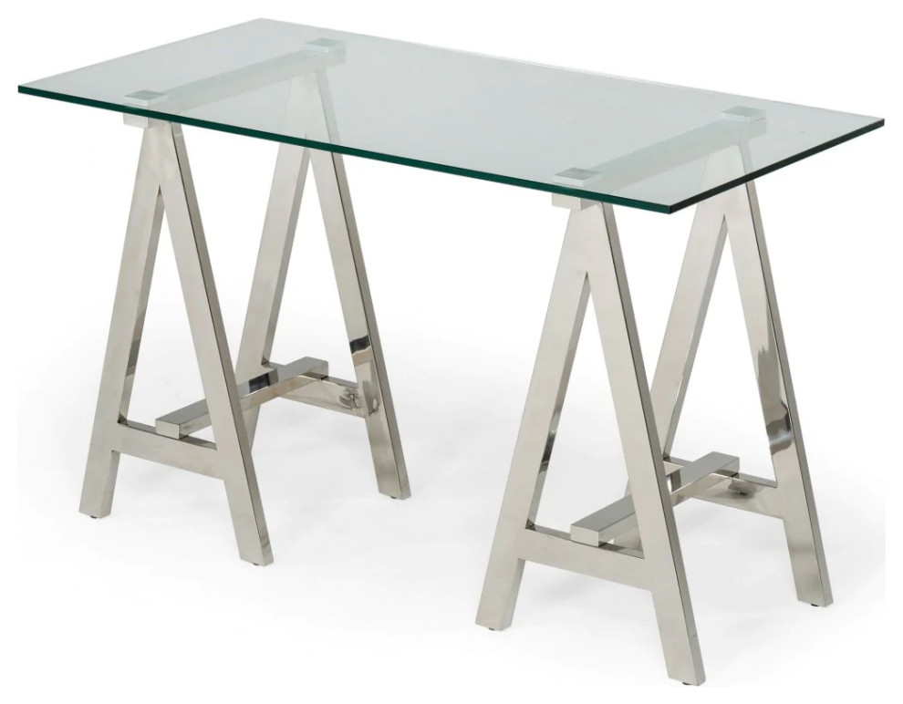 Wylen Modern Glass  ampStainless Steel Console Table   Contemporary   Console Tables   by V.S.D Furniture  Houzz