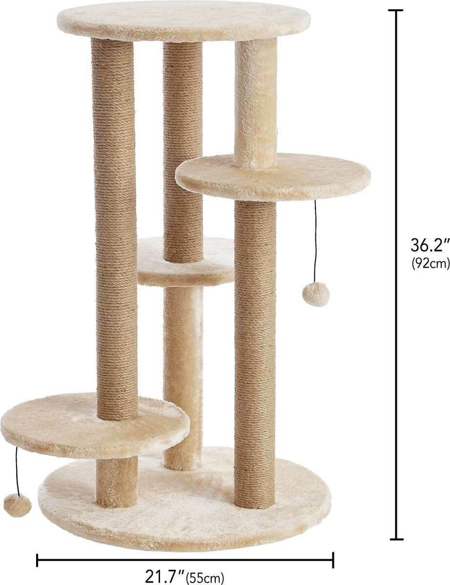 Two By Two The Fir 36.2-in Faux-Fleece Cat Tree， Beige