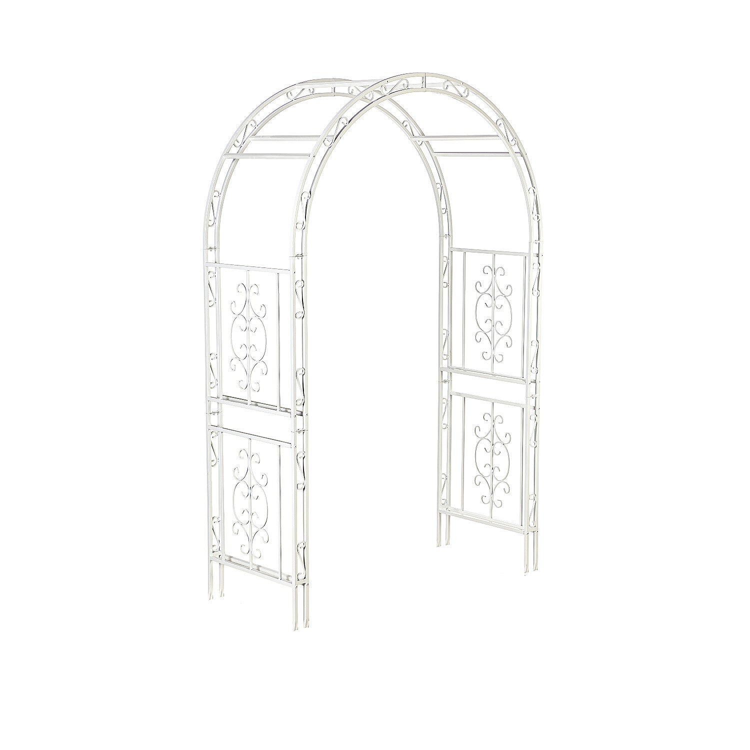 Evergreen Montebello Iron Garden Arbor, White- 53 x 84 x 23 Inches Fade and Weather Resistant Outdoor Decor