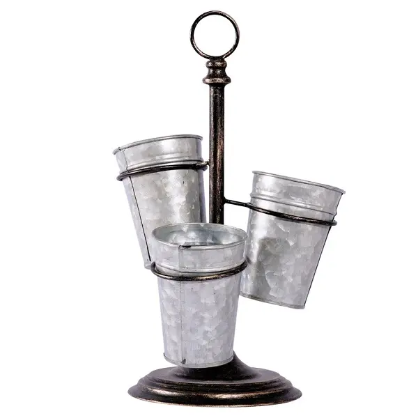 Galvanized Metal Floor Planter Pot with Tall Stand for Living Room Bedroom Hotel and Garden Supplies Hot Selling