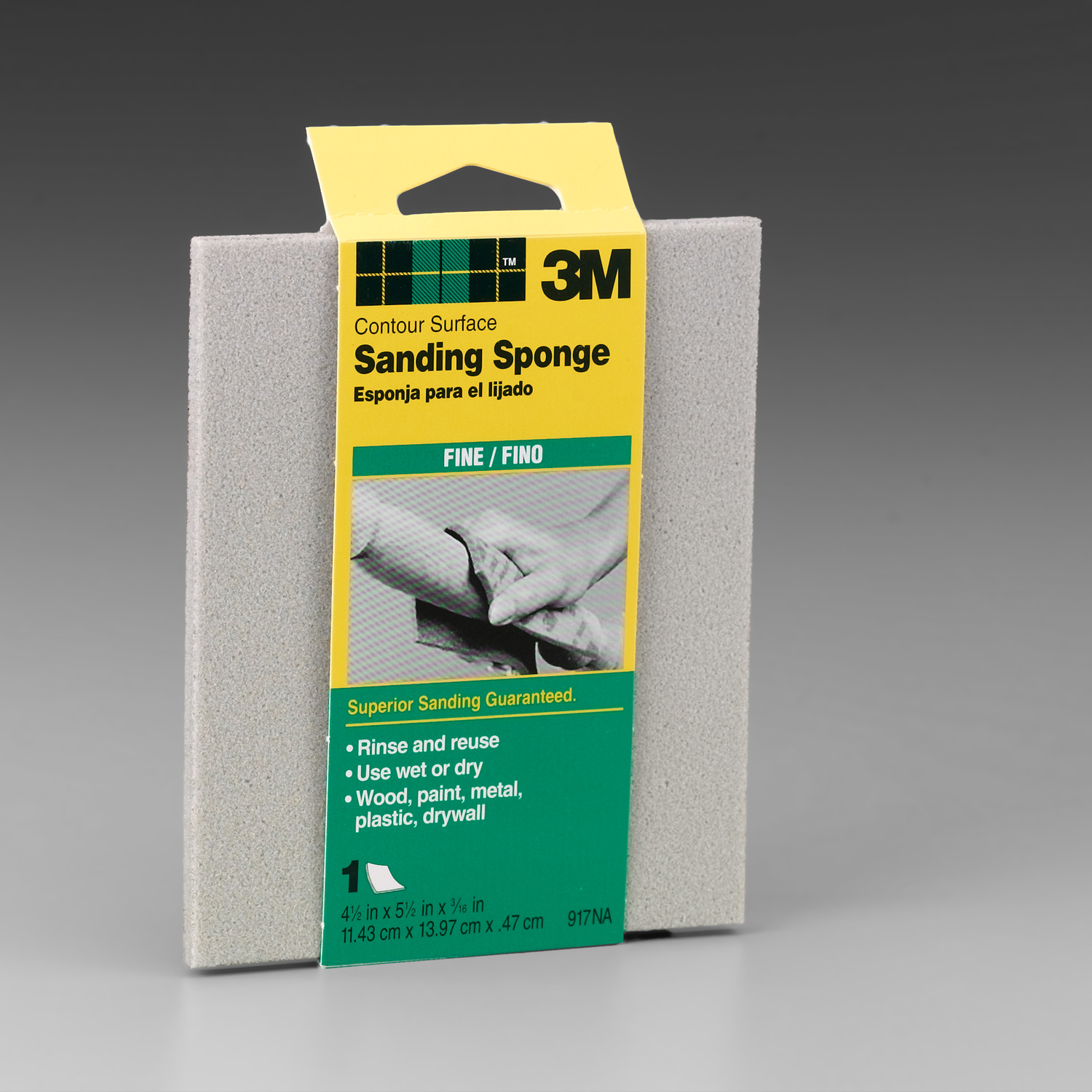 3M 5-1/2 in. L X 4-1/2 in. W X 3/16 in. 120 Grit Fine Contour Sanding Sponge