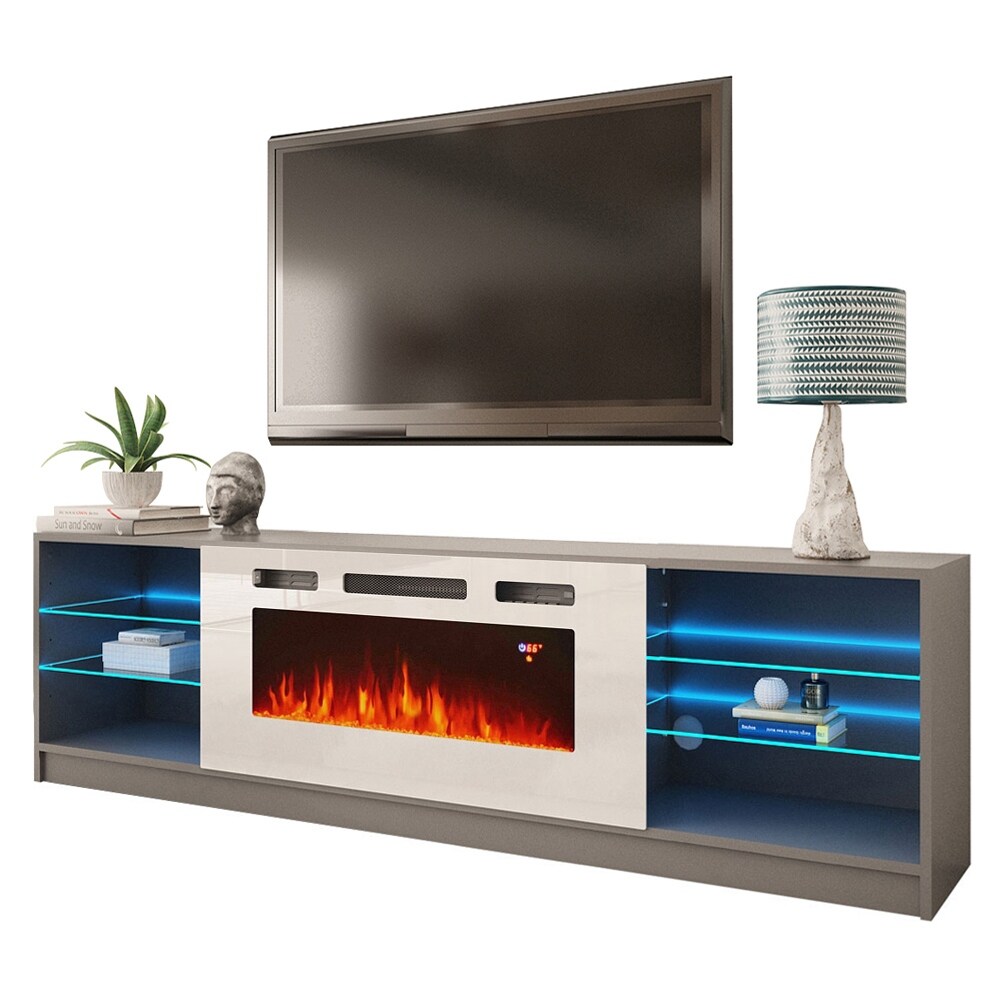 Boston WH01 79 inch Modern Electric Fireplace TV Stand