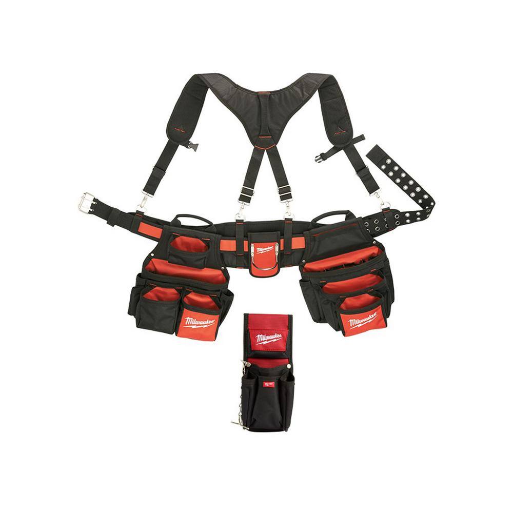 MW General Contractor Work Belt with Suspension Rig with 7-Pocket Compact Utility Pouch 48-22-8120-48-22-8118