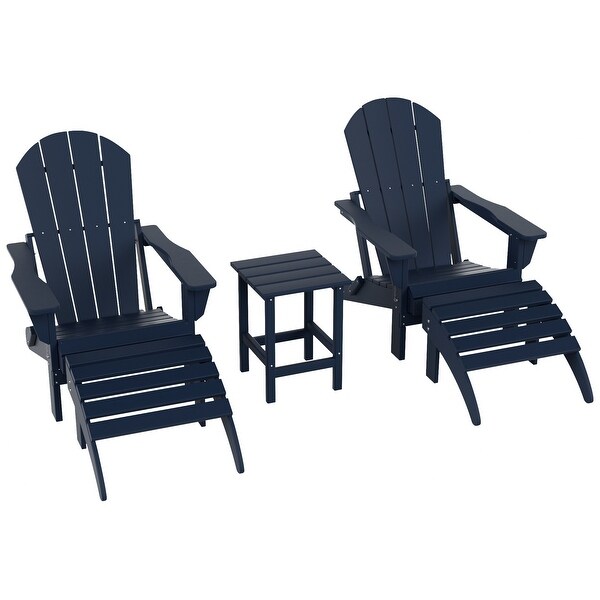 Polytrends Laguna Hdpe All Weather Outdoor Patio Foldable Adirondack Chairs Conversation Set (5Piece Set)