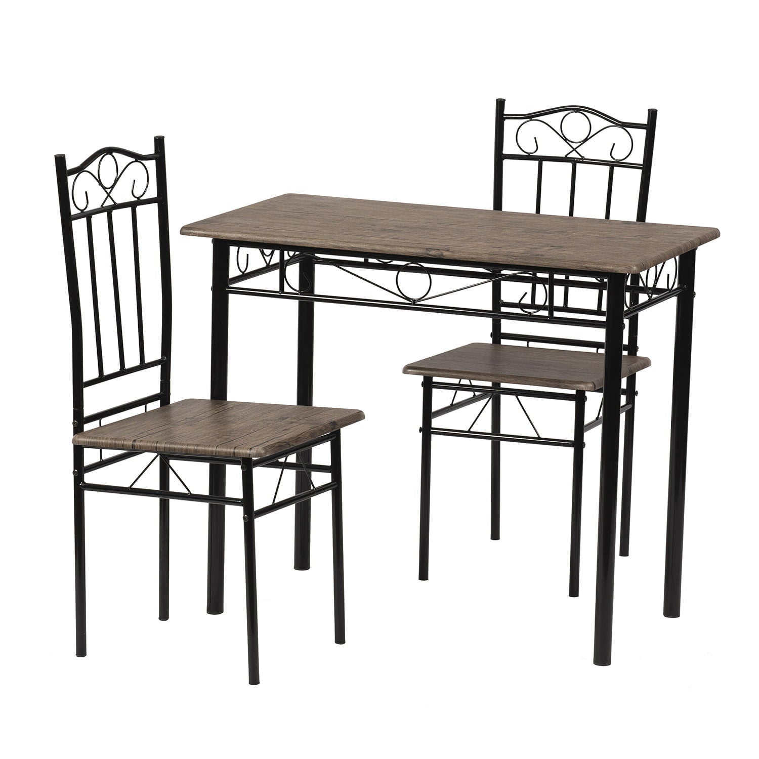 3 Piece Dining Table set, Dining set for 2, Wooden Kitchen Table and 2 Chairs, Brown