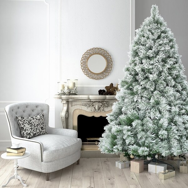 Costway 6ft or 7ft Premium Hinged Artificial Christmas Tree Snowy Pine