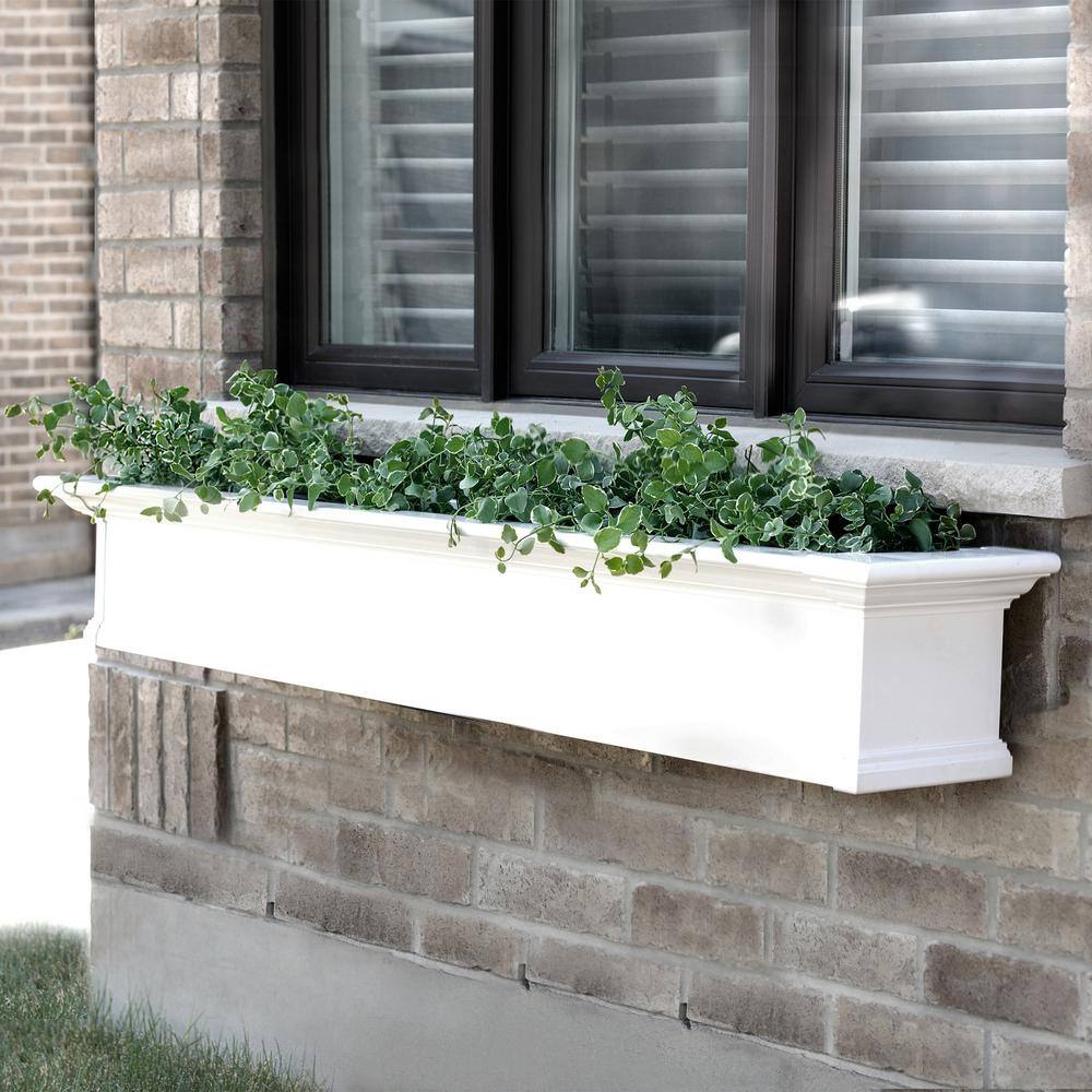 Mayne Yorkshire 72 in. x 12 in. Self Watering White Vinyl Window Box 4826W